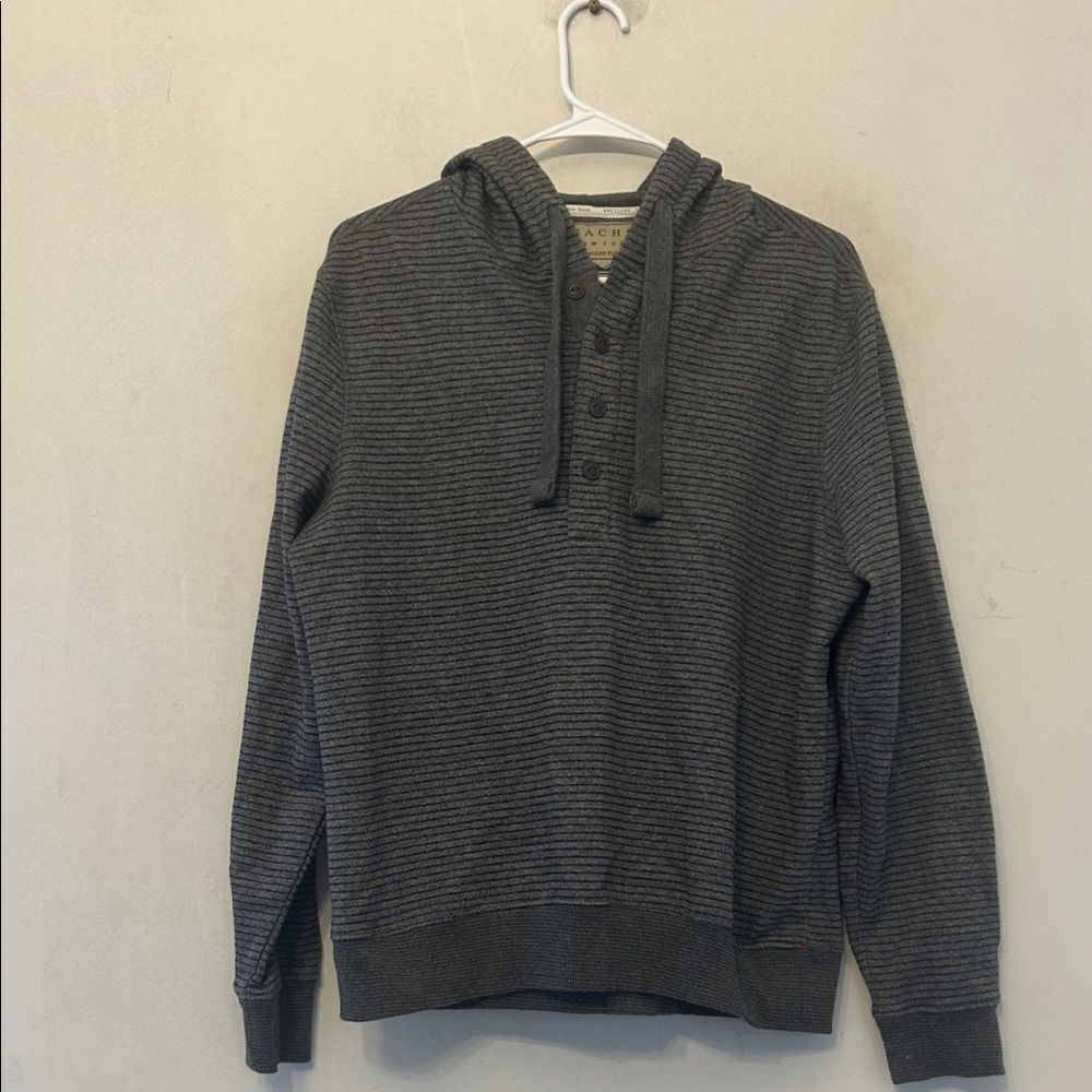 Jachs New York charcoal gray striped hooded pullover Size S EUC